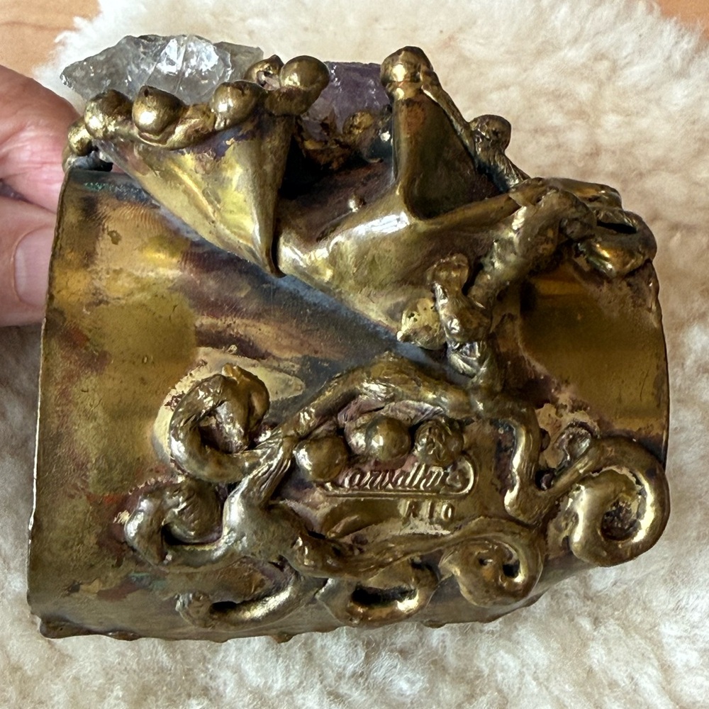 Brutalist, vintage, signed Carvalhu Rio, very heavy, unique, amethyst bracelet - Picture 10 of 15